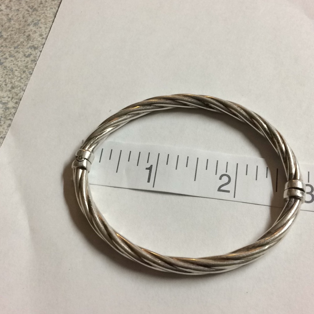 Oval Sterling Silver Hinge Bangle - image 3
